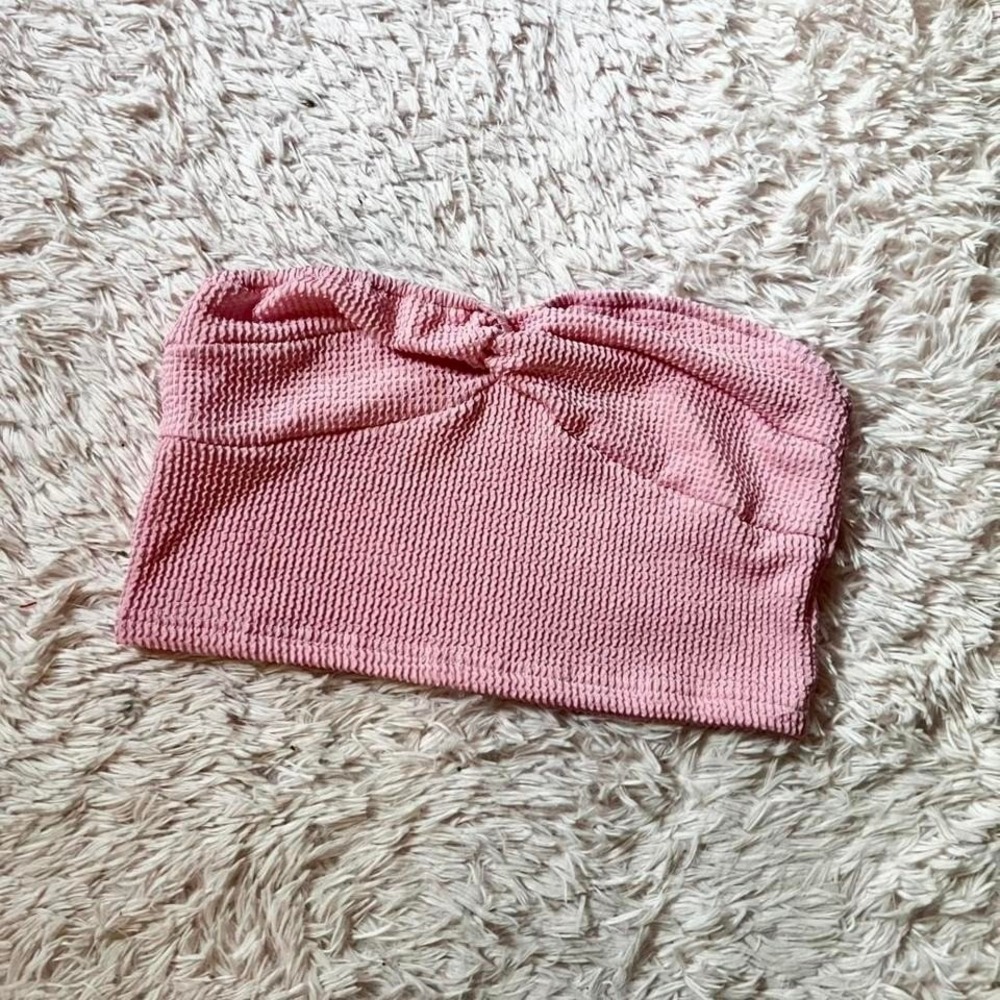 Summer Twist Front Coquette Twee Y2K Soft Girl Strapless Milkmaid Crop Womens L